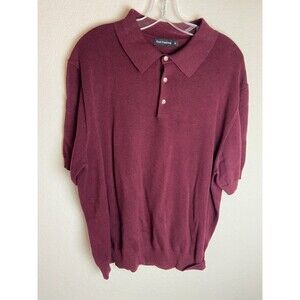 Paul Frederick Mens Button Down Shirt Maroon Size XL Short Sleeve Collared Solid